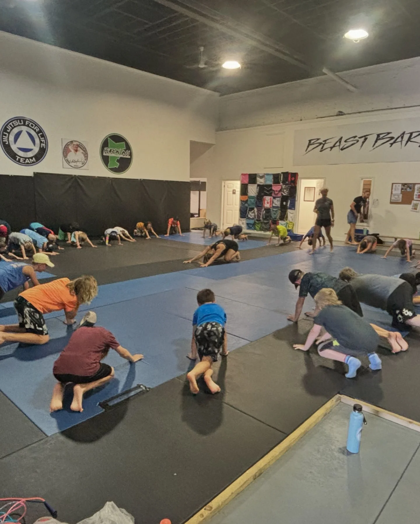 summer school program students stretching